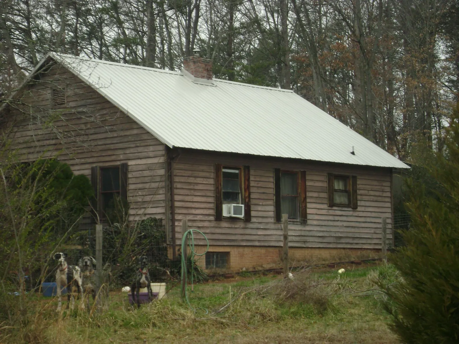 White metal roof on an old wood sided farmhouse, from a Metal Roof Installation job in Deming